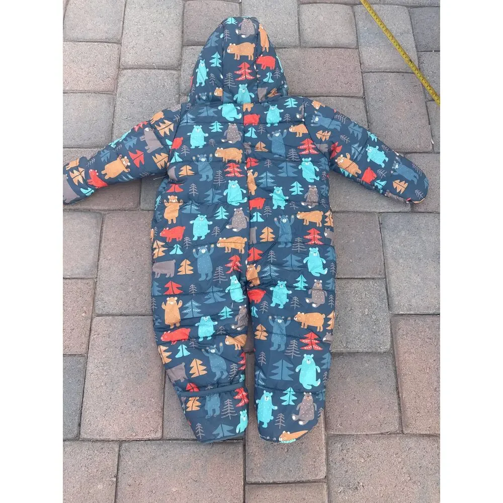 NEW Infant Quilted Snowsuit 18 Months Animal Print Insulated One Piece NWT